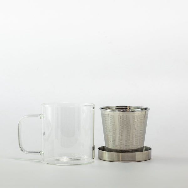Glass Tea cup with metallic infuser